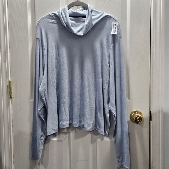 Old Navy Tops - NWT Old Navy Ice Blue Ribbed Long Sleeve Turtleneck Go Dry Activewear Top 3X